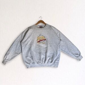 Vintage Johnny Rockets Myrtle Beach Embroidered Crewneck Sweatshirt Gray Mens L